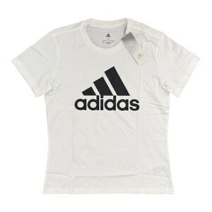 Adidas Women’s White Cotton Logo T-Shirt Short Sleeve Sporty Casual Size Small